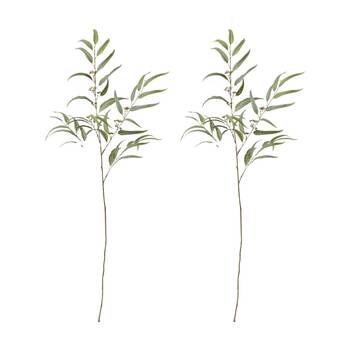 2PK E Style Eucalyptus Spray Realistic Artificial Flower Grey Green Colour 117cm