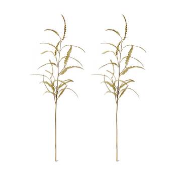 2PK E Style Banksia Leaf Spray Realistic Artificial Flower Plastic Brown 89cm