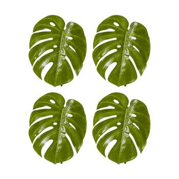 4PK E Style Monstera Leaf Stem Realistic Artificial Flower Plastic Green 60cm