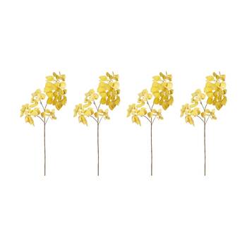 4PK E Style Smoke Leaf Branch Realistic Artificial Flower Yellow 32x30x103cm