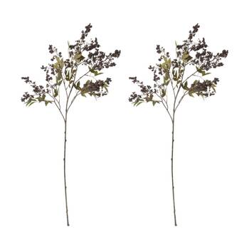2PK E Style Pepper Berry Spray Realistic Artificial Flower Burgundy 110cm