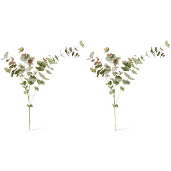 2PK E Style Eucalyptus Leaf Spray Realistic Artificial Flower Pink Green 119cm