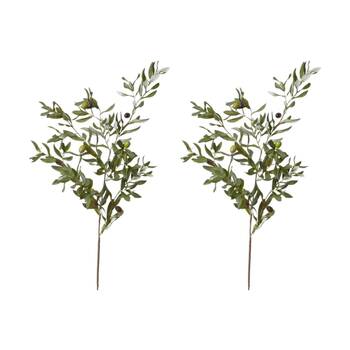 2PK E Style Olive Rocca Spray Realistic Artificial Flower Green 32x44x117cm