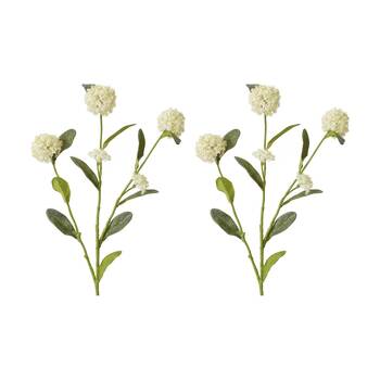 2PK E Style Alyssum Spray Realistic Artificial Flower White Green 17x12x66cm