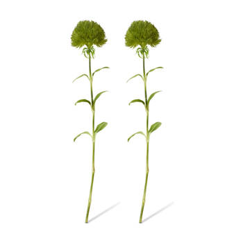 2PK E Style Dianthus Stem Realistic Artificial Flower Plastic Green 12x9x52cm