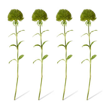 4PK E Style Dianthus Stem Realistic Artificial Flower Plastic Green 12x9x52cm