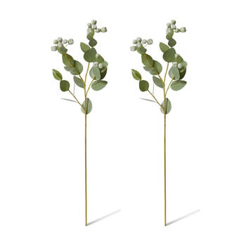 2PK E Style Eucalyptus Seed Pod Spray Realistic Artificial Flower Green 74cm