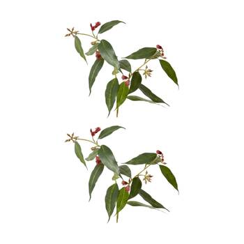 2PK E Style Flowering Eucalyptus Realistic Artificial Flower Red Plastic 75cm