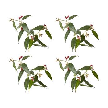 4PK E Style Flowering Eucalyptus Realistic Artificial Flower Red Plastic 75cm