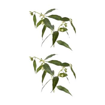 2PK E Style Flowering Eucalyptus Realistic Artificial Flower White 75cm