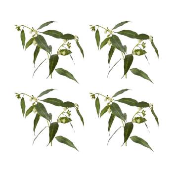 4PK E Style Flowering Eucalyptus Realistic Artificial Flower White 75cm