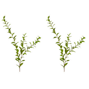 2PK E Style Laurel Leaf Spray Realistic Artificial Flower Plastic Green 140cm