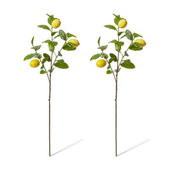2PK E Style Lemon Spray Realistic Artificial Flower Plastic Yellow 102cm