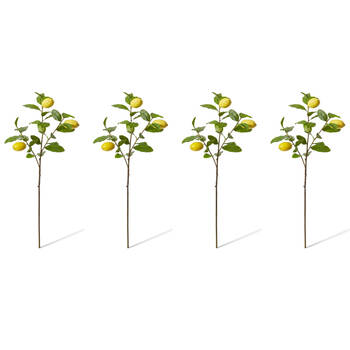 4PK E Style Lemon Spray Realistic Artificial Flower Plastic Yellow 102cm