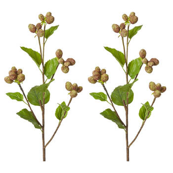 2PK E Style Mulberry Spray Realistic Artificial Flower Green Brown 66cm