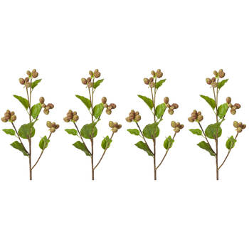4PK E Style Mulberry Spray Realistic Artificial Flower Green Brown 66cm