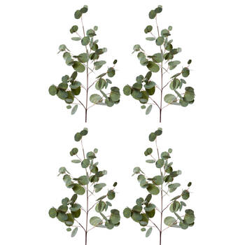 4PK E Style Eucalyptus Silver Dollar Spray Artificial Flower Green 99cm