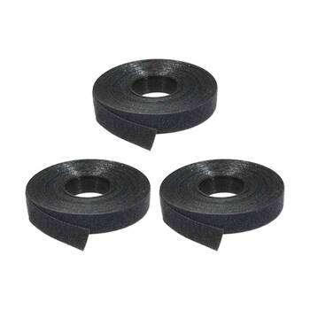 3PK Comsol 12mm Hook & Loop Grip Cable Tie Organiser Roll 10 Metres Black