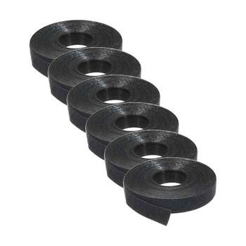 6PK Comsol 12mm Hook & Loop Grip Cable Tie Organiser Roll 10 Metres Black