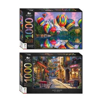 1000 pc Hinkler Mindbogglers Artisan Balloon Fest & Artisan Cafe Nights Puzzle