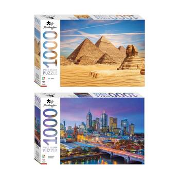 1000 pc Hinkler Mindbogglers Egypt & Melbourne Australia Jigsaw Puzzle
