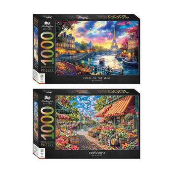 1000 pc Hinkler Mindbogglers Artisan Eiffel & Artisan Farmer Market Puzzle