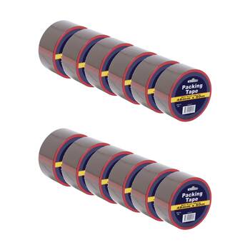 12PK Tool Masters Water Acrylic Adhesive Packaging Tape Roll 48mm x 80m Brown