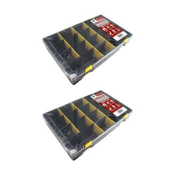 2PK Braz Plastic Multi-Compartment Clear Storage Box 34x21x5cm Black