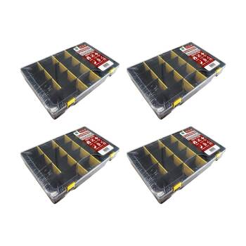 4PK Braz Plastic Multi-Compartment Clear Storage Box 34x21x5cm Black