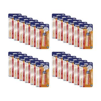 24PK GlueFix Contact Cement Strong Flexible Adhesive Glue Tube 20g