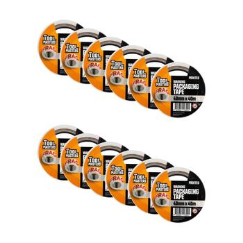 12PK Tool Masters Warning Fragile Printed Packaging Tape Roll 48mm x 40m