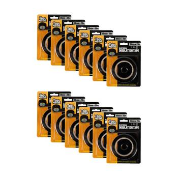 12PK Tool Masters Electrical Adhesive Insulation Tape Roll 30mm x 20m Black