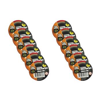 12x 6pc Tool Masters Electrical Adhesive Insulation Tape Rolls 18mm x 5m Black