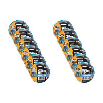 12PK Tool Masters Printers Masking Tape Roll 48mm x 10m Blue
