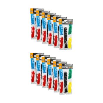 12x 250pc Tool Masters Heavy Duty Electrical Cable Ties Multi Colour