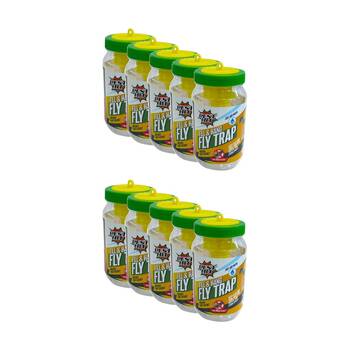 10PK Pest Hit Fly Trap Fill & Hang Insect Catcher W/ Bait Sachet Indoor/Outdoor