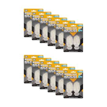 12x 2pc Tool Masters Removeable Oval Hooks Set Holds 3kg 62x38mm Clear