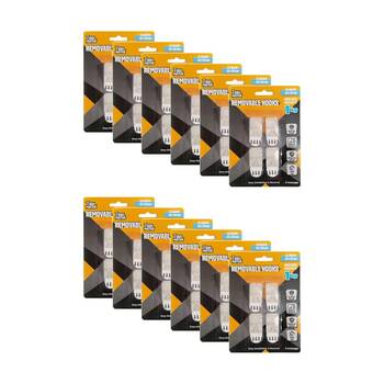 12x 4pc Tool Masters Removeable Rectangluar Hooks Set Holds 1kg 30x20mm Clear