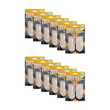 12x 2pc Tool Masters Removeable Rectangluar Hooks Set Holds 3kg 74x40mm Clear