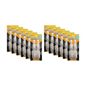 12PK Tool Masters Removeable Rectangluar Hooks Set Multi Sizes White