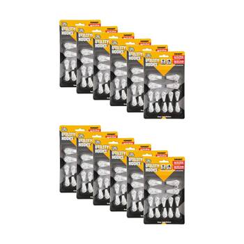 12x 14pc Tool Masters Utility Hooks Set Holds 5kg 40x20mm/30x15mm White