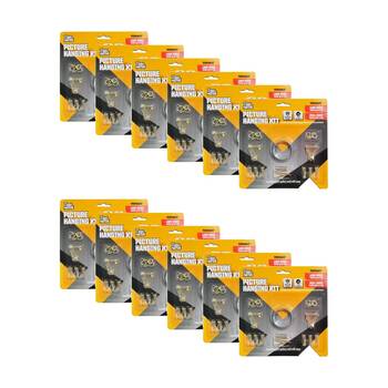 12PK Tool Masters Picture Hooks Brass Heavy Duty Small & Large Hanging Kit