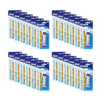 24PK GlueFix Waterproof Mould-Resistant Silicone Sealant Glue Tube 30g White