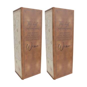 2PK LVD Decorative World Map Wine Box Home & Living Decor 12.5x10x36cm
