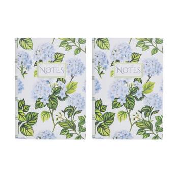 2PK LVD Textured Cover Notebook Journal W/ Medium Hydrangeas 21.5x15x2cm
