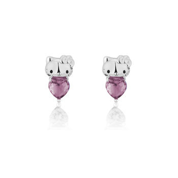 Couture Kingdom Hello Kitty June Stud Earrings Silver White Gold Plated 5y+