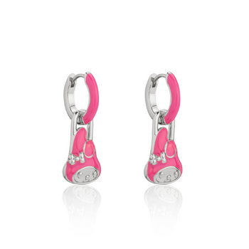 Couture Kingdom My Melody Enamel Mini Hoop Earrings Silver White Gold Plated 5y+