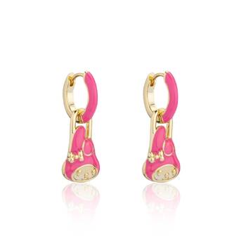 Couture Kingdom My Melody Enamel Mini Hoop Earrings Gold Plated Brass