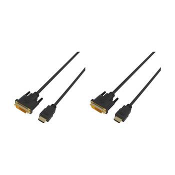 2PK Comsol HDMI Male-DVI-D Male Computer Cable Accessory 2 Metres Black