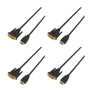 4PK Comsol HDMI Male-DVI-D Male Computer Cable Accessory 2 Metres Black